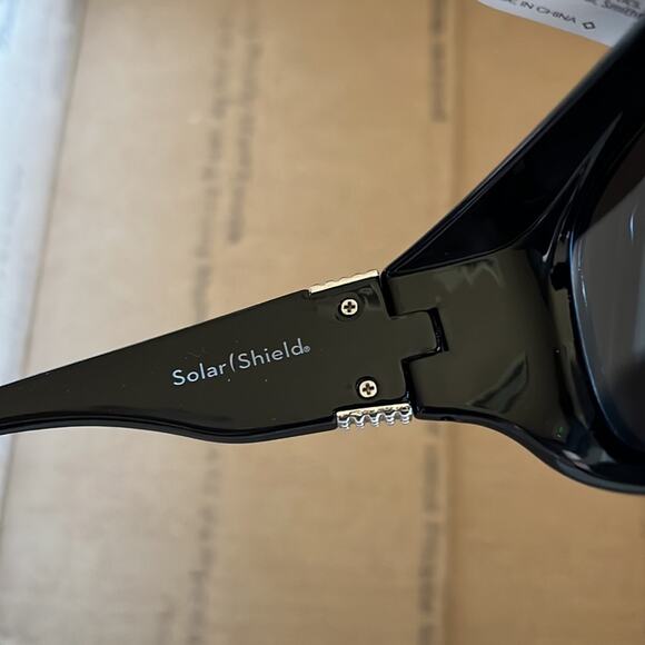 Solar Shield Fits Over Polarized Sunglasses Black Silver L - Picture 6 of 9